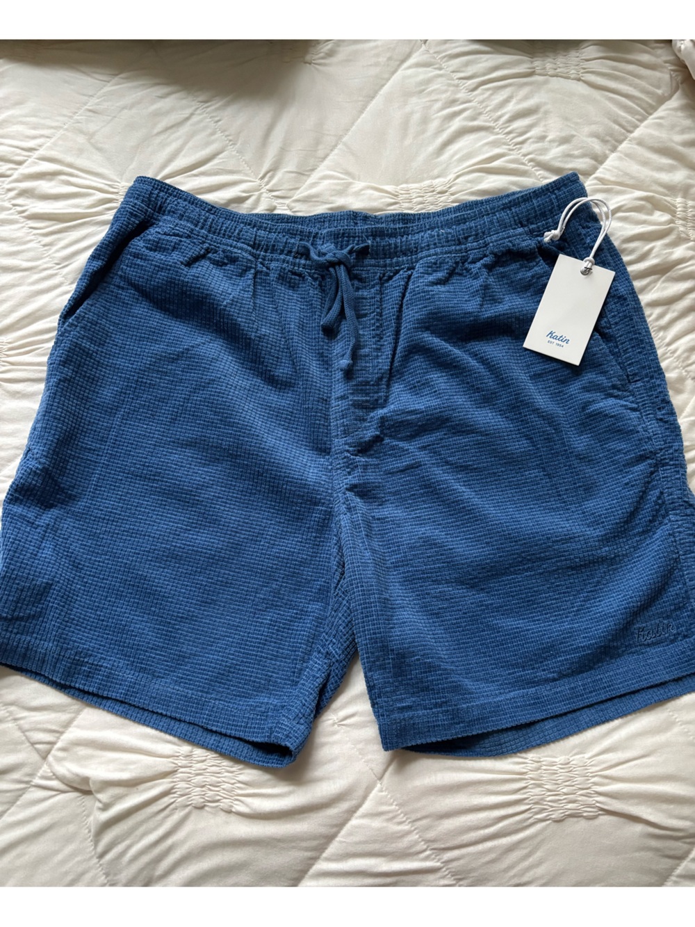 Katin Blue Textured Drawstring Hybrid Shorts